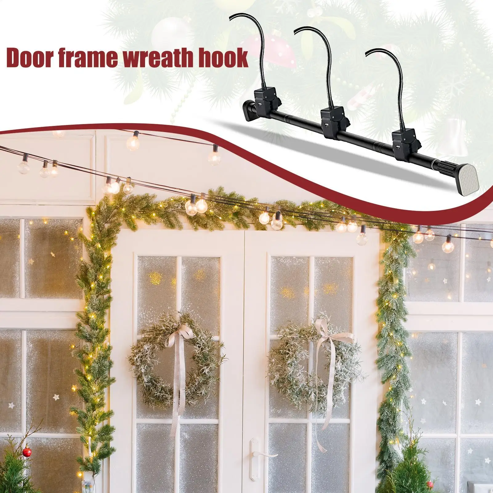 

Wreath Hangers for Front Door Front Door Wreath Hook Adjustable Holder No Screws Removable for Closet Garage Workplace RV Dorm