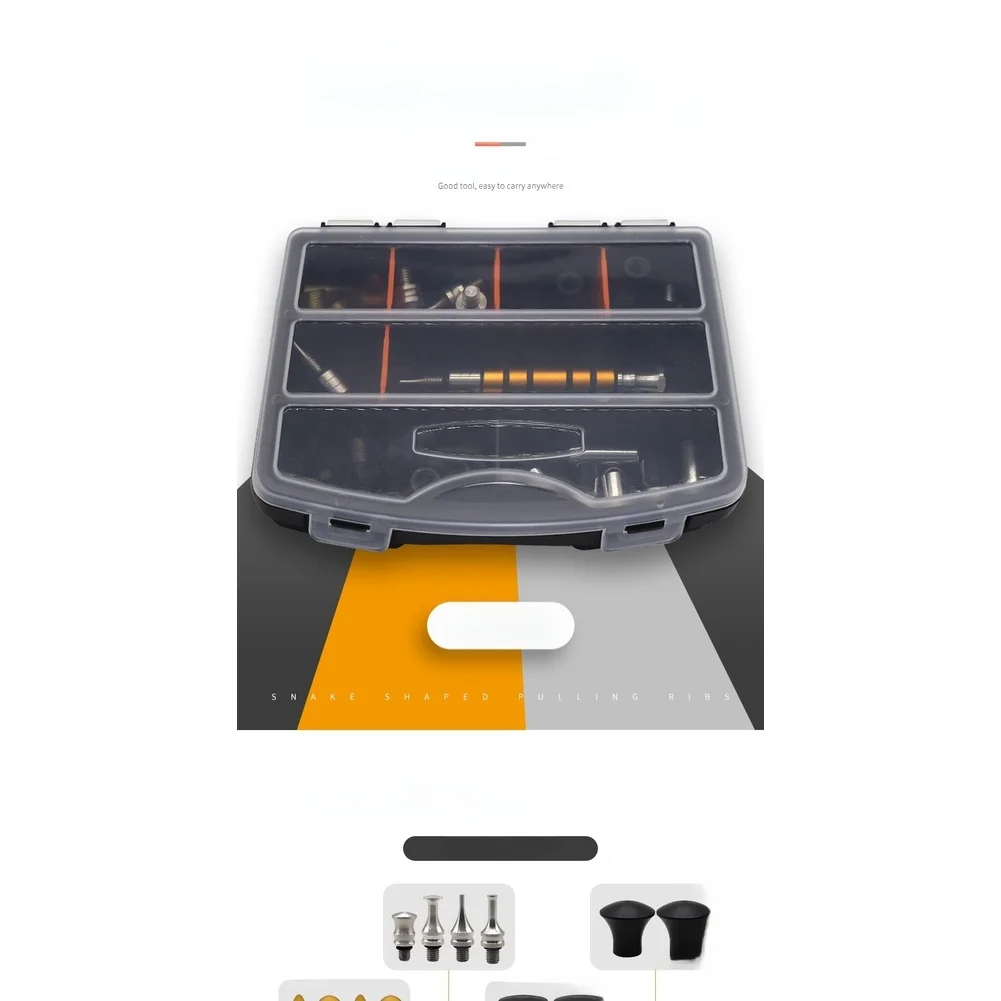 34-Tool Magnetic Auto Dent Repair Kit Featuring Blue and Yellow Pens for Car Bodywork and Exterior Restoration