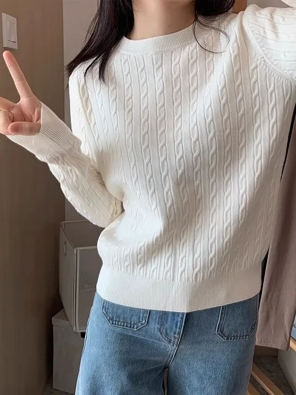 Women's round Neck Short Sleeve Knitted Sweater Long Sleeve Slim Fit Versatile Inner And Outer Wear High End Sensation Person...