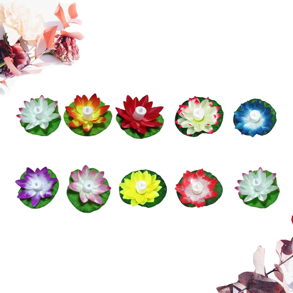 

10pcs LED Electronic Lifelike Lotus Pool Decorations Water Resistant Wedding