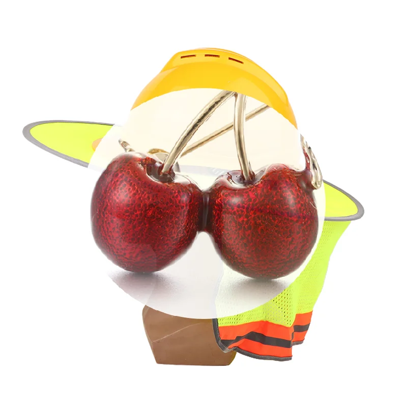 قبعة سلامة العمال مع درع للرقبة، حافة قبعة صلبة عاكسة، غطاء خوذة صيفية لظل الشمس.