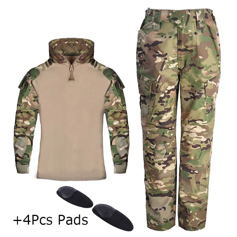 Kids Scouting Military Uniforms Tactical Suits Boys T-shirt Hunting Pants Set Camo Combat Airsoft Uniform Kid Special Army Suit