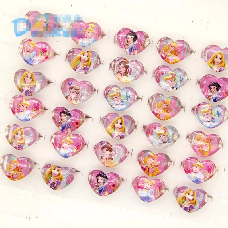 12PCS Disney Princess Cartoon Finger Ring Toy Kids Happy Birthday Party Favor Girl Cute Giveaway Souvenir