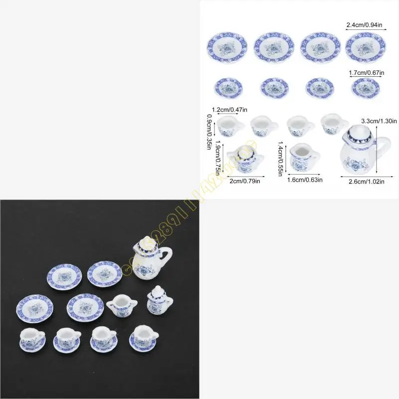 

Dollhouses Accessories 15 Pieces Small Porcelains Toy Cup Set for Boys and Girls Kitchen Supplies Miniature Decoration DXAD