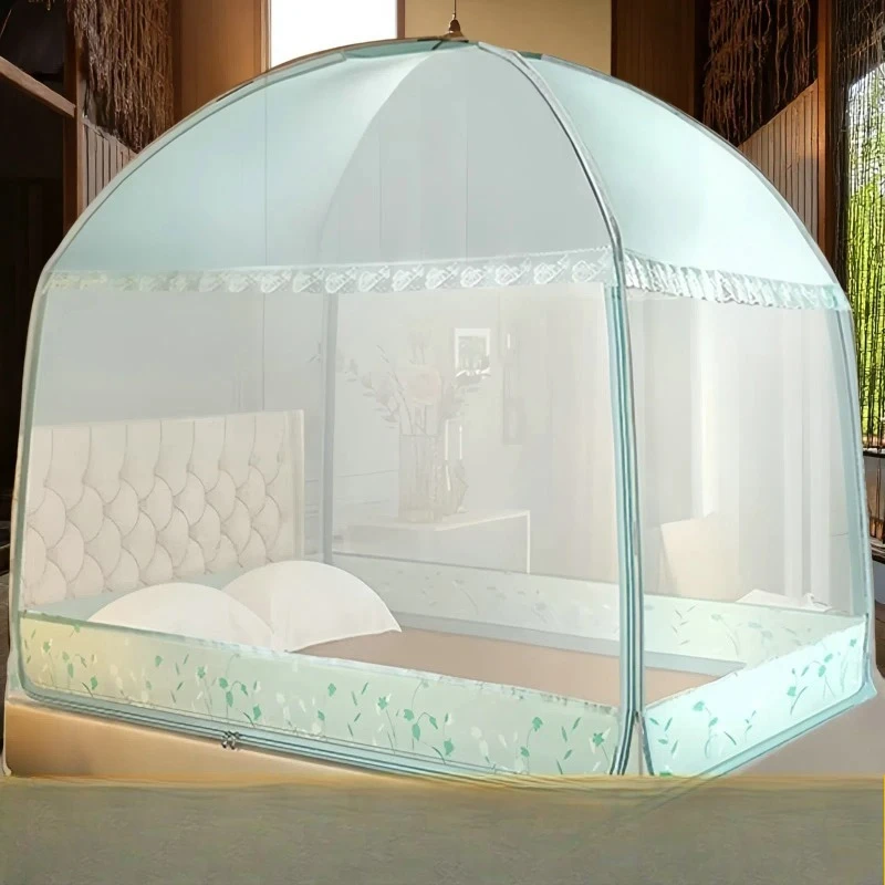 Three-door high-density full-bottom insect net, shockproof single and double bed household zipper mosquito net