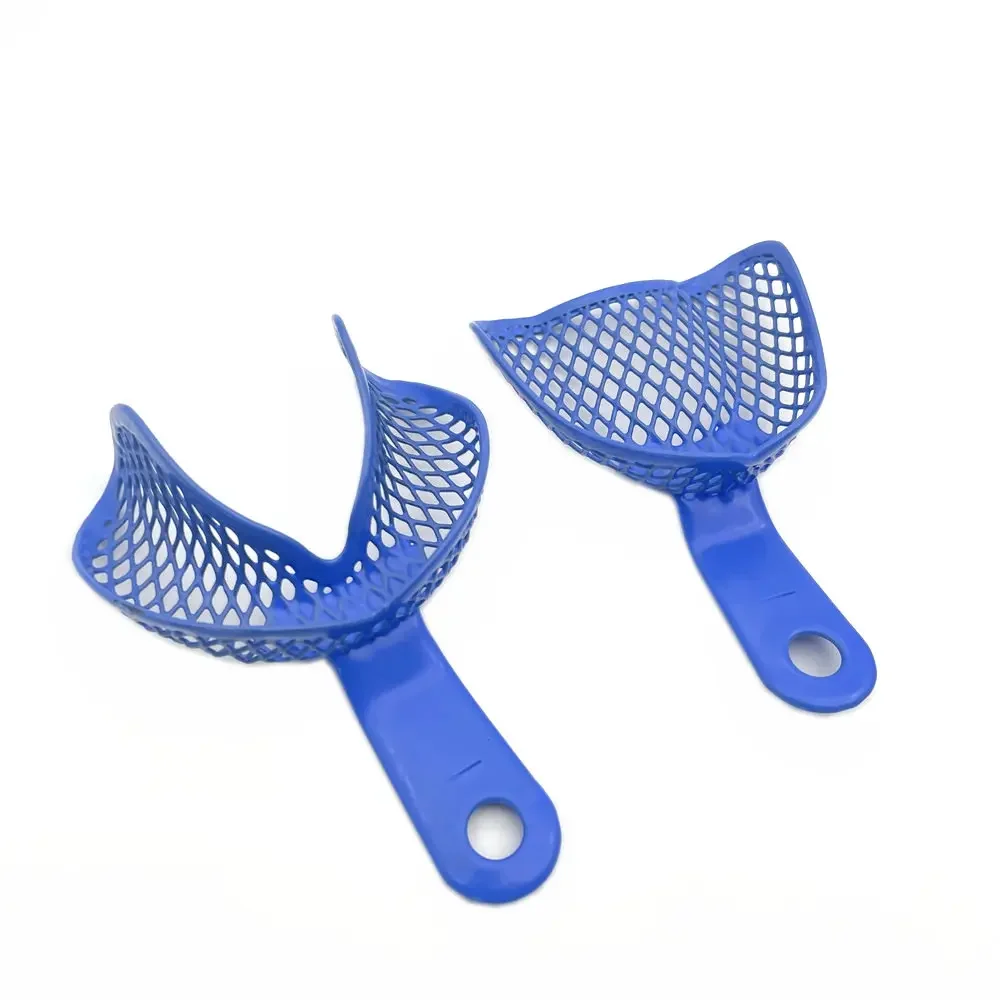 2pcs/set Dental Impression Trays Edentulous Jaw Impression Tray Plastic-Steel Teeth Holder Dentistry Impression Material Tools