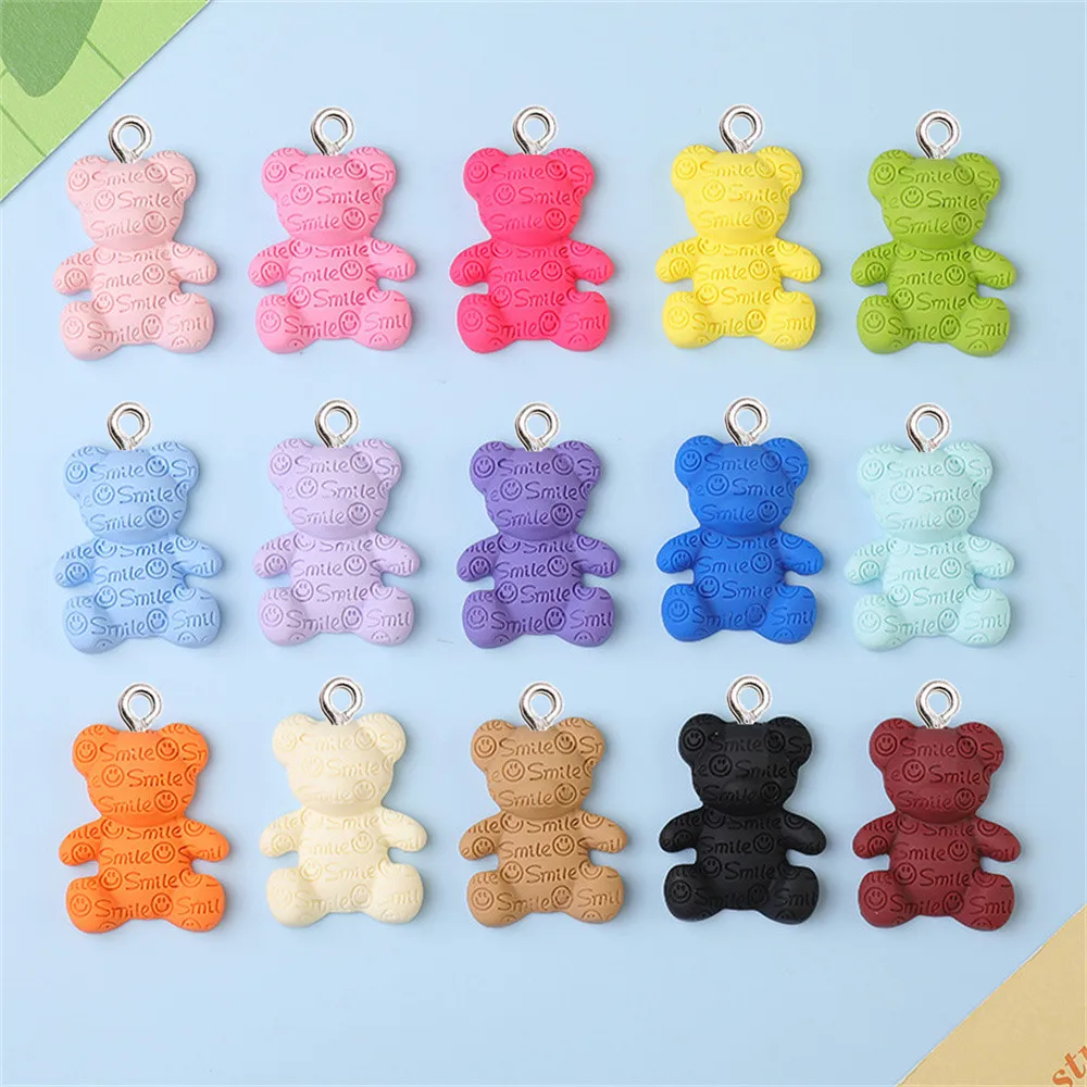 10Pcs Big Cartoon Letter Bear Resin Charms DIY Trendy Jewelry Findings Handmade Pendant Girl Boy Bags Keychain Decor Accessories