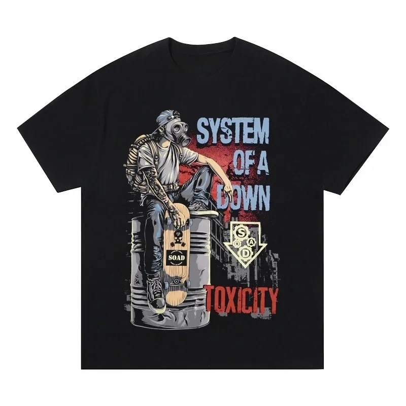 System Of A Down SOAD Metal Band Graphic T-shirt Vintage Washed Music Merch Harajuku Unisex Oversized Crewn Short Sleeve Tee Top