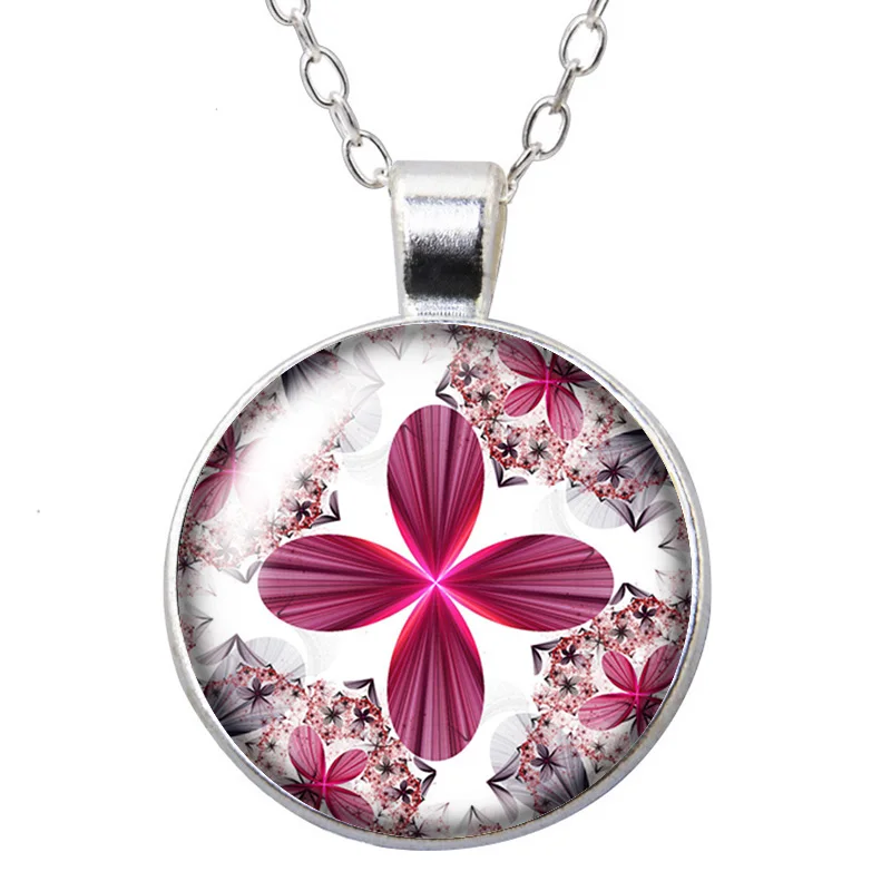 Colorful Rotating radiate Patterns Flowers Bubbles Round Photo Glass cabochon silver plated pendant necklace jewelry Gift - view 4