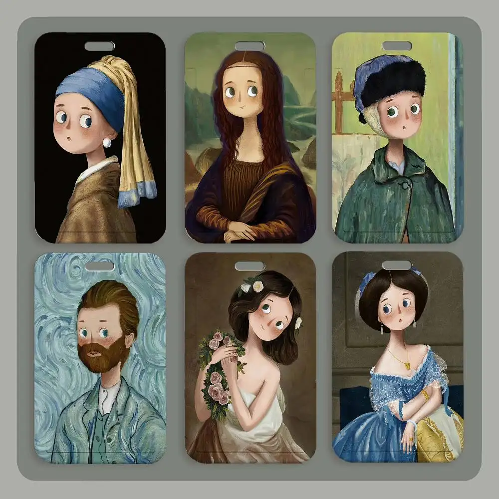 

Милый мультяшный брелок-держатель для ID-карты с мировыми шедеврами живописи, на шею, с подвеской, для бейджа, ключей, рабочего пропуска, подарок