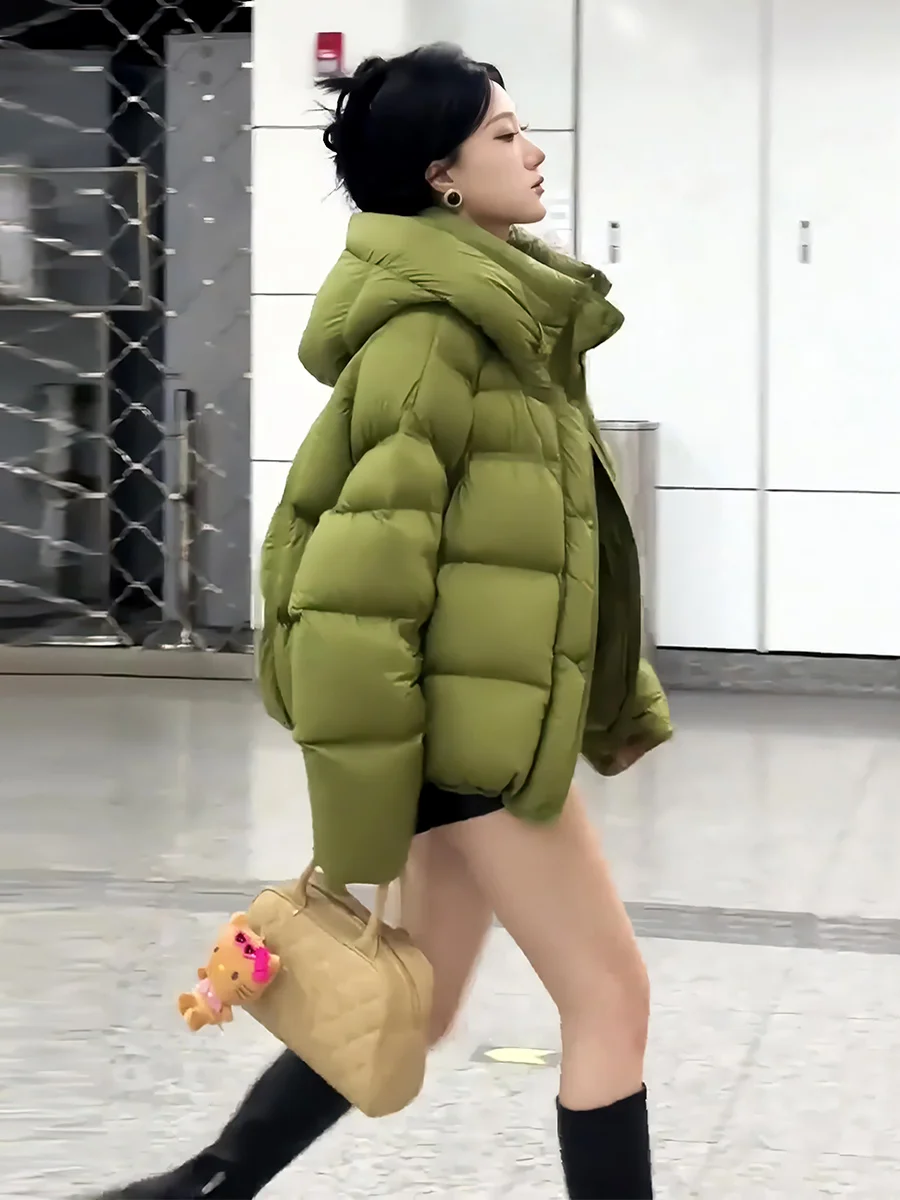 

Женская утепленная зимняя куртка-пуховик 2025 года, новая, модная, с капюшоном на шнурке, для повседневной носки