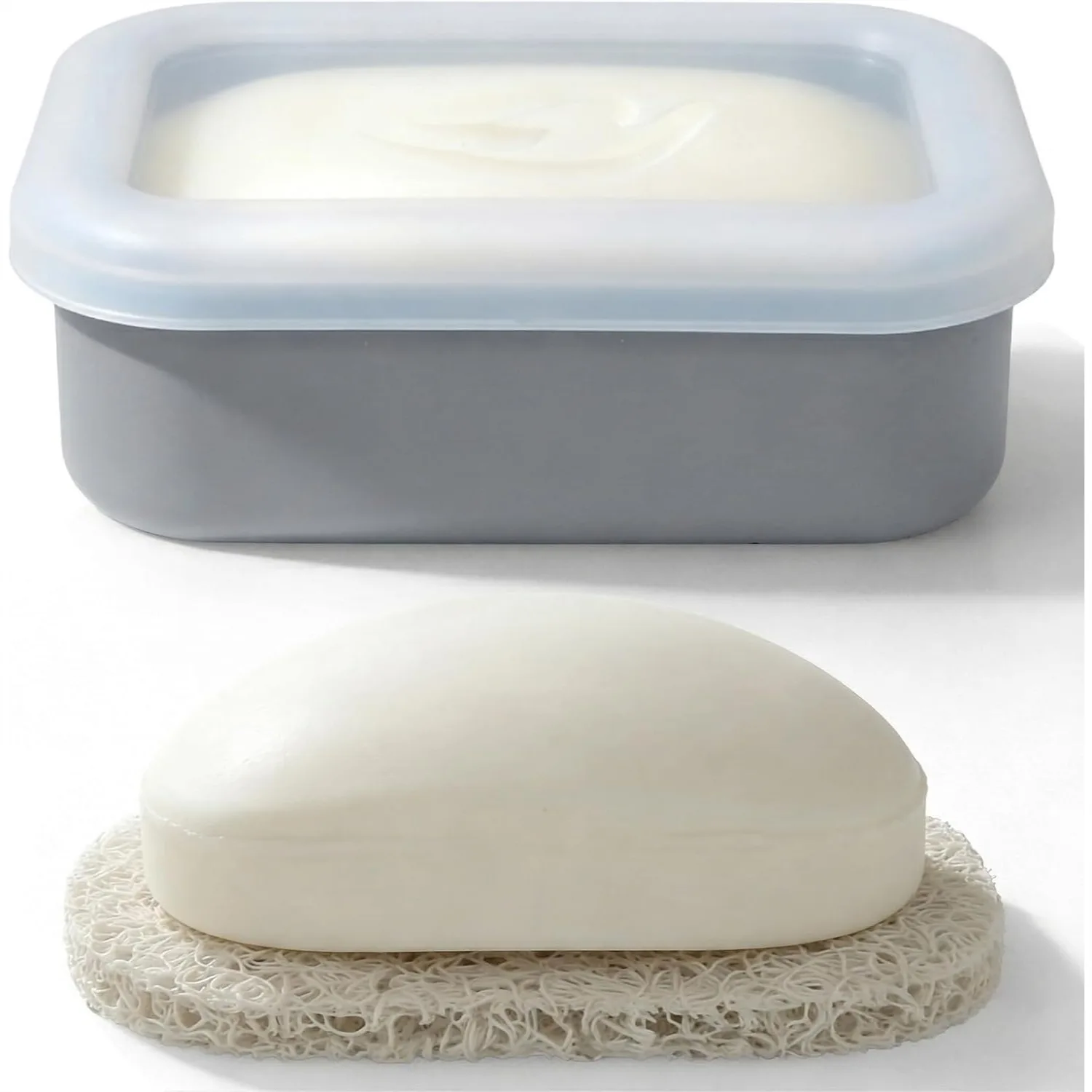 

Compact Leakproof Travel Soap Case, Silicone Soap Container with Drainage Layer, Portable Soap Holder for Gym Bathroom Travel