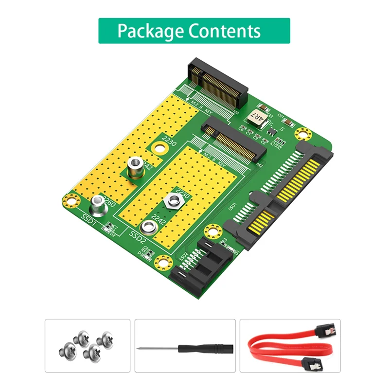 Exquisito-Dual M.2(NGFF) SSD a tarjeta adaptadora Dual SATA3, tarjeta adaptadora SATA3, accesorios de ordenador, plástico negro