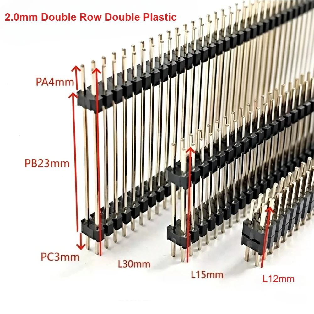 50pcs 2.0mm Spacing Double Plastic Needles 3+4 12MM-30MM Double Row 2 * 40 Single  Row Extended Double Plastic Needles
