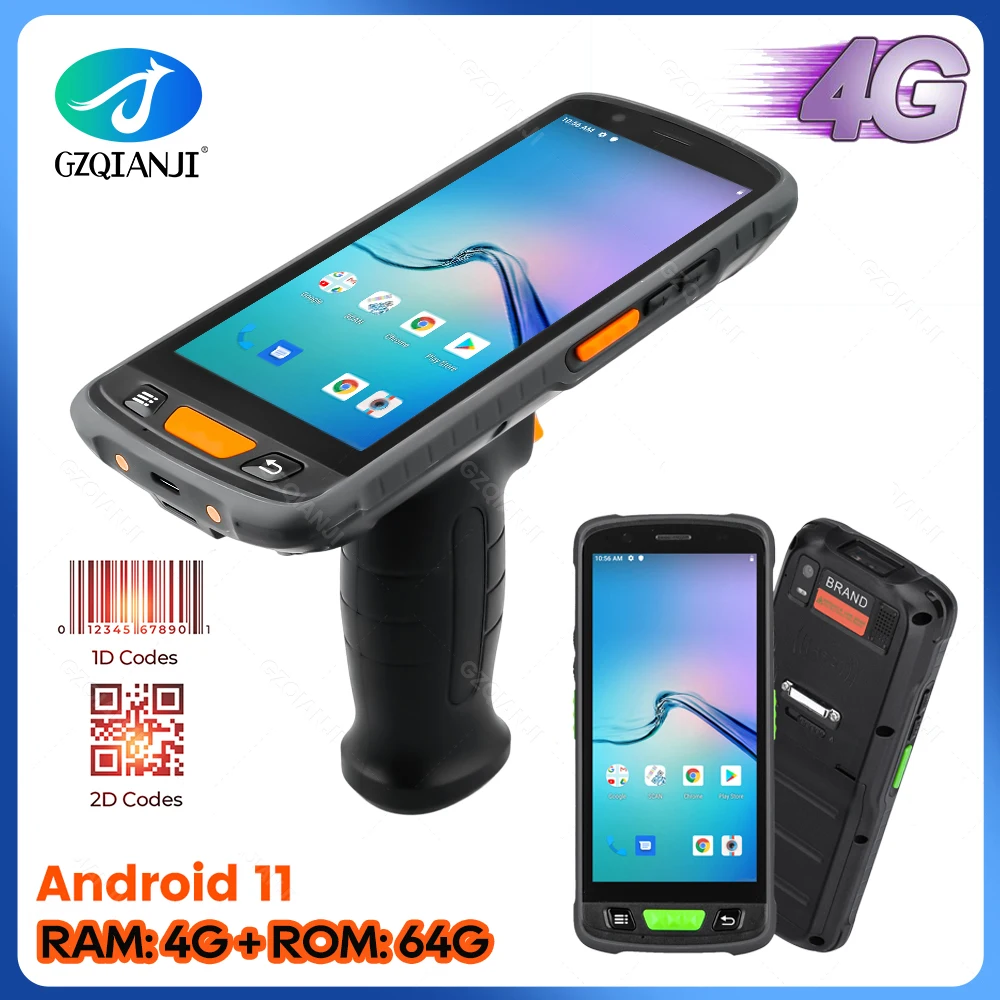 4G Android 11 PDA 1D 2D QR Code 5.5 Inch Warehouse Barcode Scanner Rugged Handheld Terminal 4GB+64GB Runing Date Collector PDA