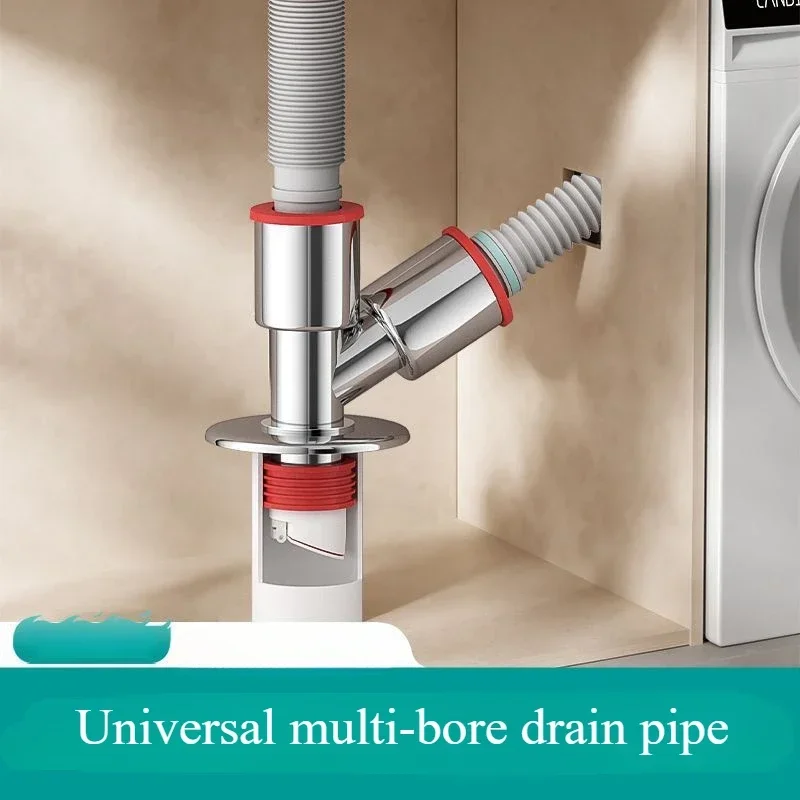 Washing Machine Downpipe Three-way Water Distributor Drainage Channel Anti-odor and Anti-overflow Special Floor Drain Connector