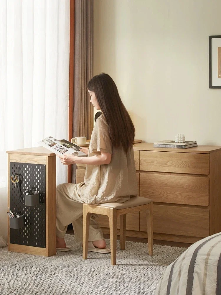 Nordic Minimalism Solid Wood Chest of Drawers Dresser Integrated Modern Bedroom Ultra-Thin Storage Bed Front Cabinet