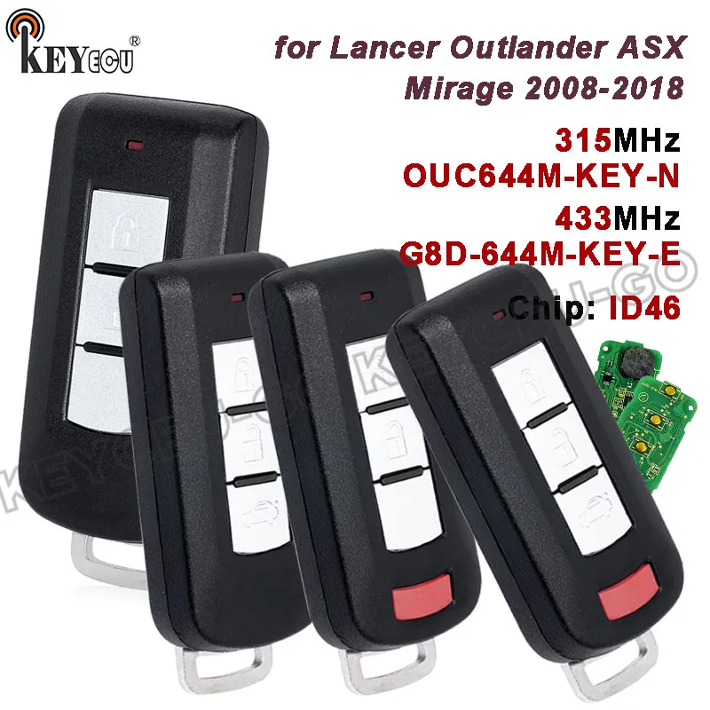 

KEYECU 315 МГц/433 МГц ID46 PCF7952 чип OUC644M-KEY-N для Mitsubishi Lancer Outlander ASX Mirage 2008-2018 умный дистанционный брелок