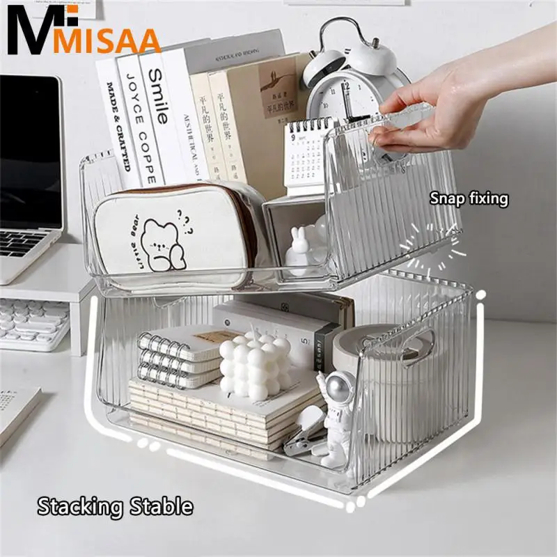 Cosmetic Organizer Box Easy To Move Stable Stacking Pet Can Be Stacked Home Storage Desktop Storage Box Large Opening Design