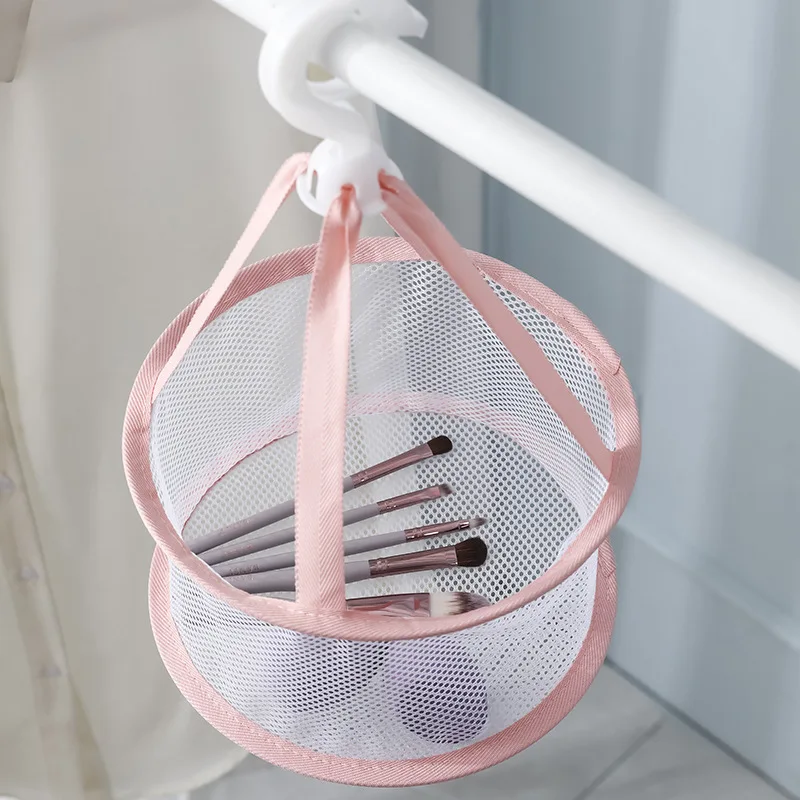 Clothes Drying Net Mini Underwear Socks Hanging Basket Dustproof Windproof Cosmetic Sponge Puff Brush Drying Net Laundry Storage