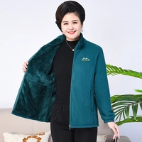 Spring Autumn Mother's Coral Velvet Fleece Stand collar Jacket Thicken Slim Warm Coat Casual Women's Zipper Sweatshirts tops