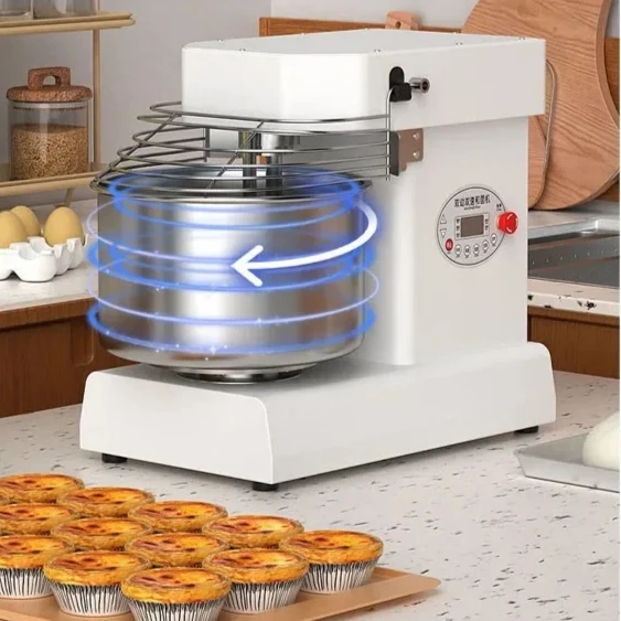 Commercial 10L Spiral Dough Kneading Machine, Double‑Motion Double‑Speed Mixer With Timing Function, Stainless‑Steel