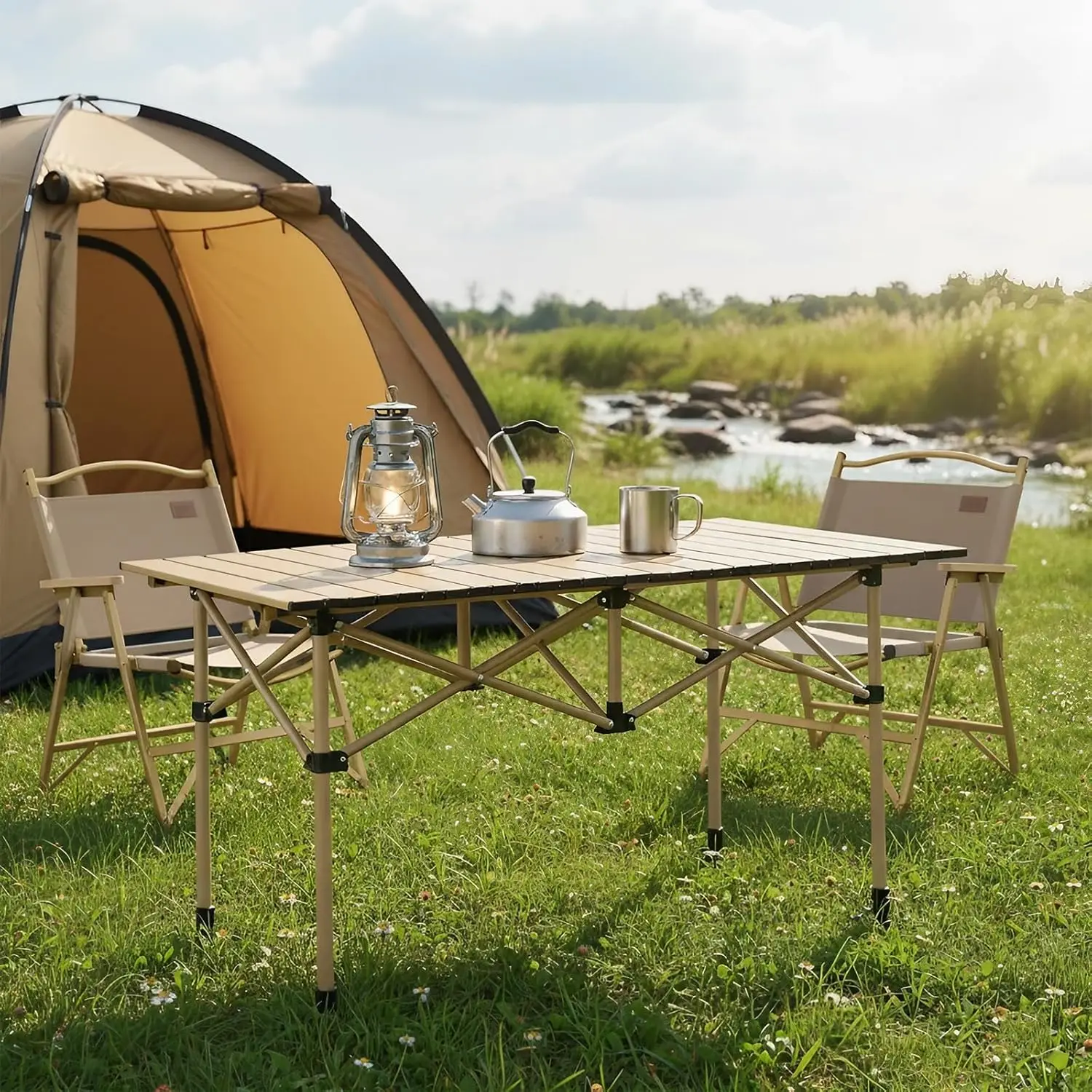 

Folding Portable Camping Table Lightweight Roll Up Table Adjustable Height With Carry Bag Indoor Outdoor For Camping,Backyard