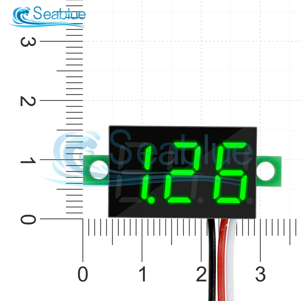 Digital LED carro voltímetro, indicador de tensão, bateria do painel, 3 linhas, 3 dígitos LED, 0,36 \