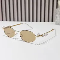 Metal Oval Shades Women Men Rhinestone Diamonds Sunglasses 2024 Unisex Bling Eyeglasses Frames Uv400 Fashion Eyewear Glasses