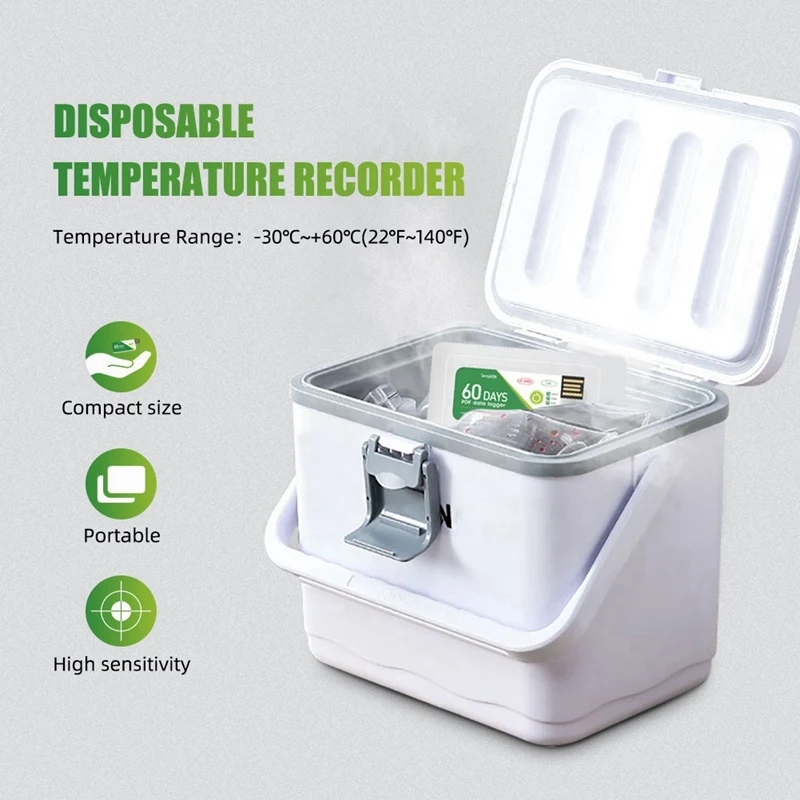 Hot-60 Days USB Temperature Data Logger -30 ℃-+60 ℃ Report With App IP67 Disposable High-Precision Recorder With Warning