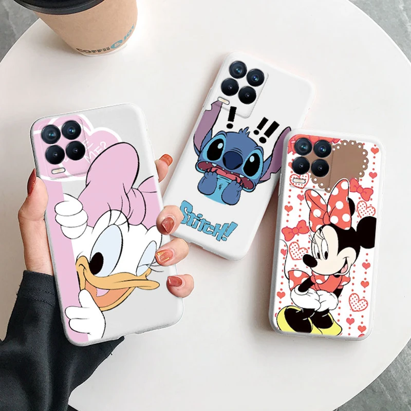 Cute Cartoon Donald Stitch Duck Mouse Daisy Phone Case for Realme 8 Pro 4G 5G V13 Q3 Funda Cover Back TPU Printed For Realme 8