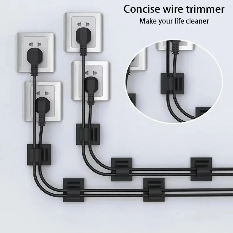 10/20/40/50PCS Cable Organizer Clips Wire Winder Holder Earphone Mouse Cord Clip Protector Management Adhesive Hooks Desk Clamp