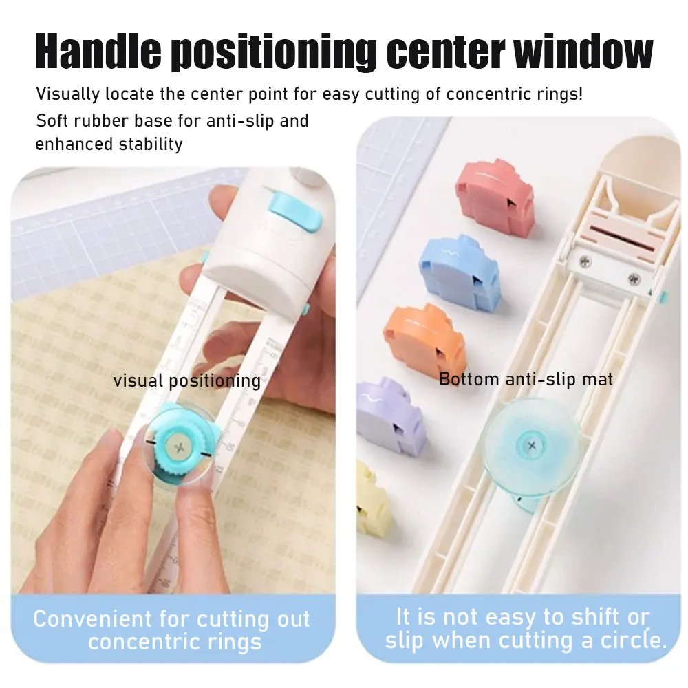 8-in-1 Adjustable 360° Decorative Circle Cutter with 7 Blades, 7-32cm ABS Craft Tool for Scrapbooking, Cards and Gift Tags image 5