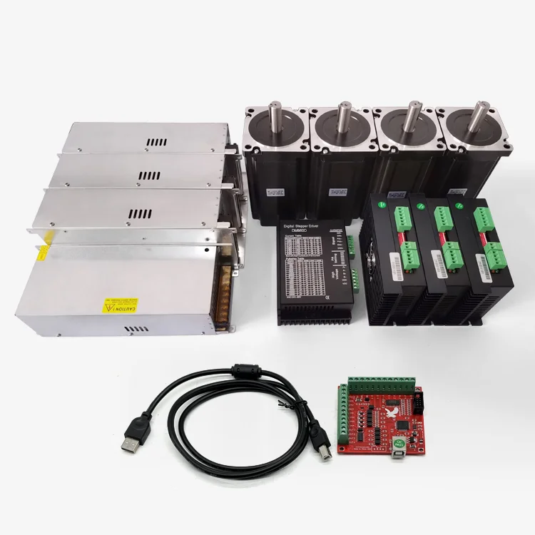 Stock europeo híbrido 4 ejes 2 fases bucle abierto CNC Nema 34 Motor paso a paso Kit de controlador paso a paso 12N.M 4 ejes 2 fases bucle abierto CNC Nema 34