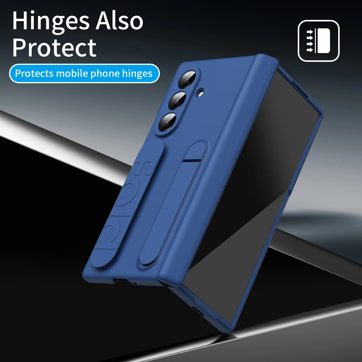 Oryginalne etui na telefon Samsung Galaxy Z Fold 7 6 5 4 8, ochronne etui z podstawką i folią ochronną na ekran, silikonowe etui Z Fold6 z uchwytem. — zdjęcie produktu 6