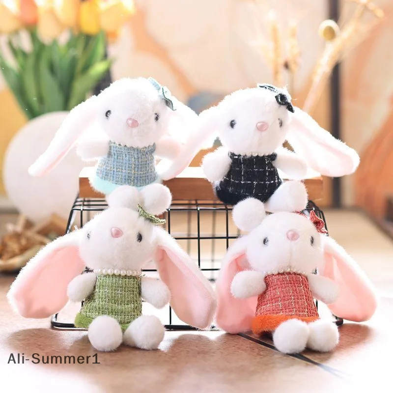 【E】Sweet Cute Bunny Plush Toy Cartoon Stuffed Doll Keychain Bag Pendant Backpack Hanging Decoration Lovely Gifts