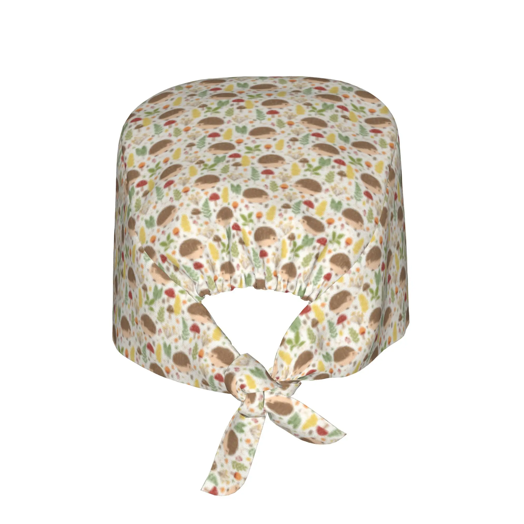 Hedgehog Furze Pig  Scrubs Cap Surgical Hats Women Men On Light Beige Small Mammal  Operating Room Cap Nursing Cap Lab Works Hat