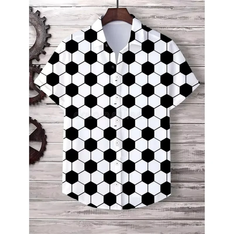 3D Printed Football Hawaiian Shirt Men National Flag Pattern Blouse Summer Casual Short Sleeves Aloha Shirts  Sport  Lapel  Tops