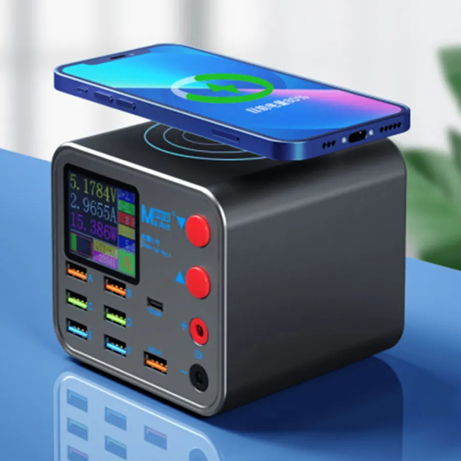 Caricatore rapido multiinterfaccia USB/QC3.0/PD meccanico con protezione da cortocircuito con Display digitale
