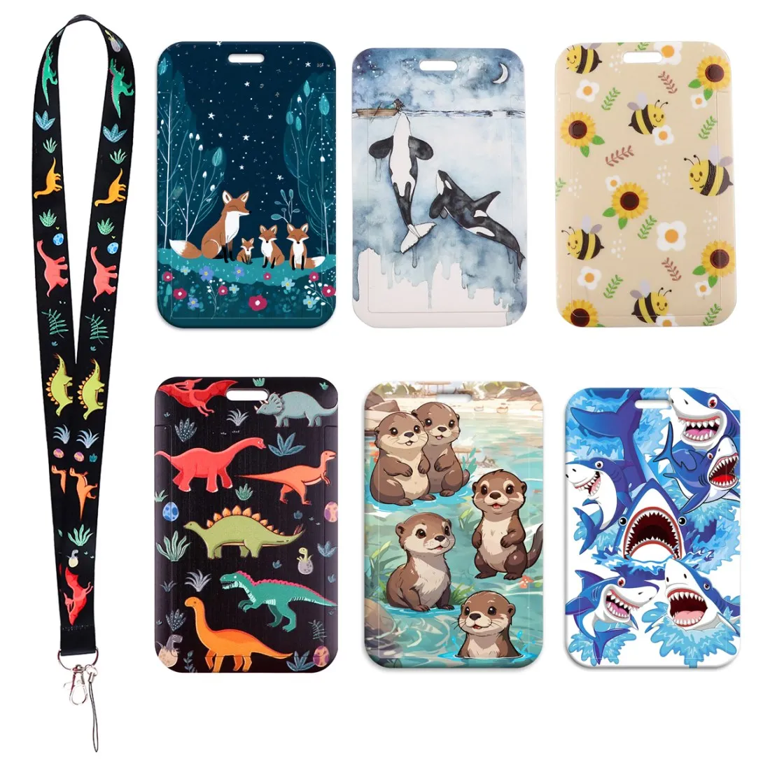 Animal Series Credential Holder Dinosaur Lanyard Keychain Neck Strap For Keys ID Card Gym Phone Straps Keyrings Accessories Gift