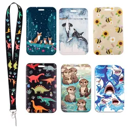 Animal Series Credential Holder Dinosaur Lanyard Keychain Neck Strap For Keys ID Card Gym Phone Straps Keyrings Accessories Gift