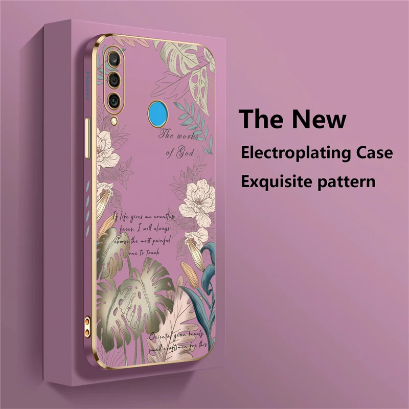 Fashion Plating Shockproof Case For Huawei P30 Lite P20 P40 Pro Mate 20X 30 40 Silicone Soft Flower Phone Cover Funda