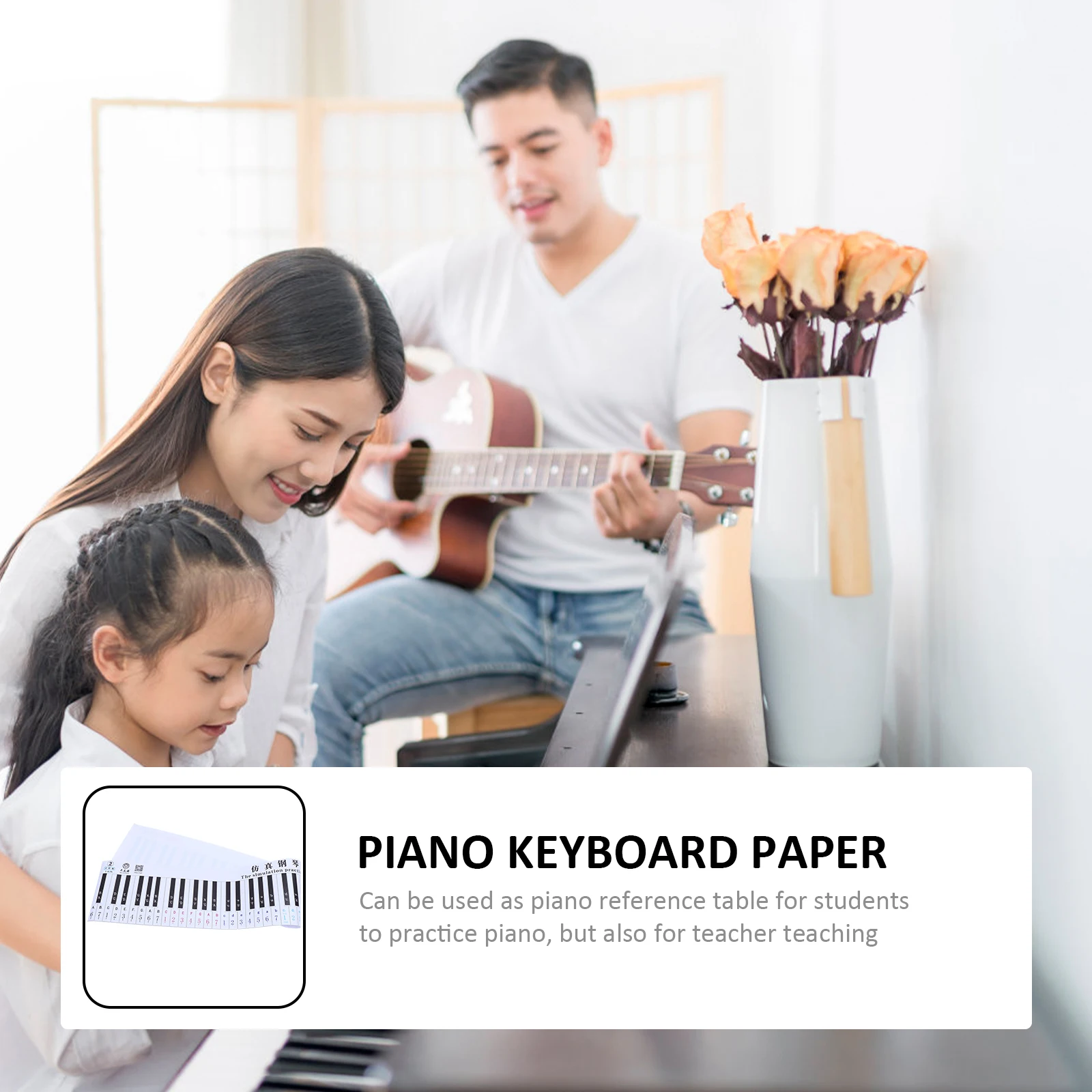 

Piano Keyboard Sticker Stencil Practice Chart Finger Trainer Guide Paper Standard Teaching Exercise