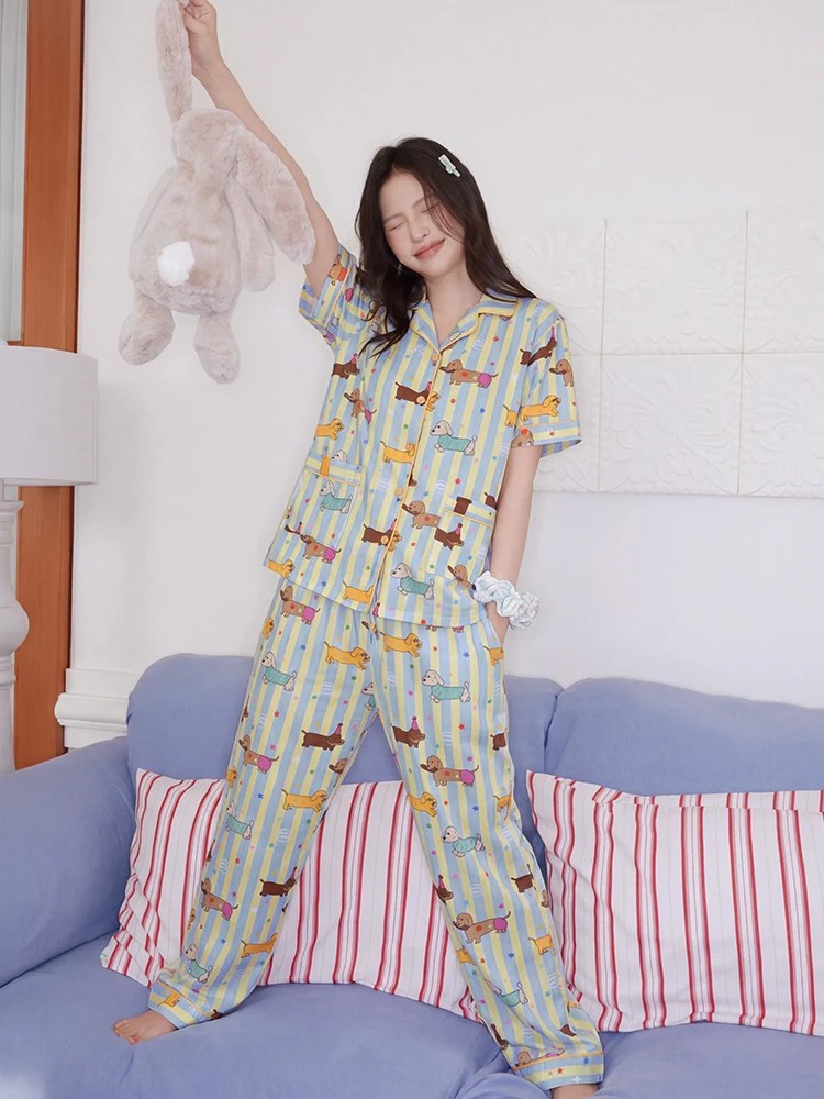 pigiama-estivo-in-puro-cotone-stile-casual-da-donna-con-stampa-cane-a-forma-di-salsiccia-set-di-vestiti-per-la-casa-a-maniche-corte-tessuto-morbido-e-traspirante