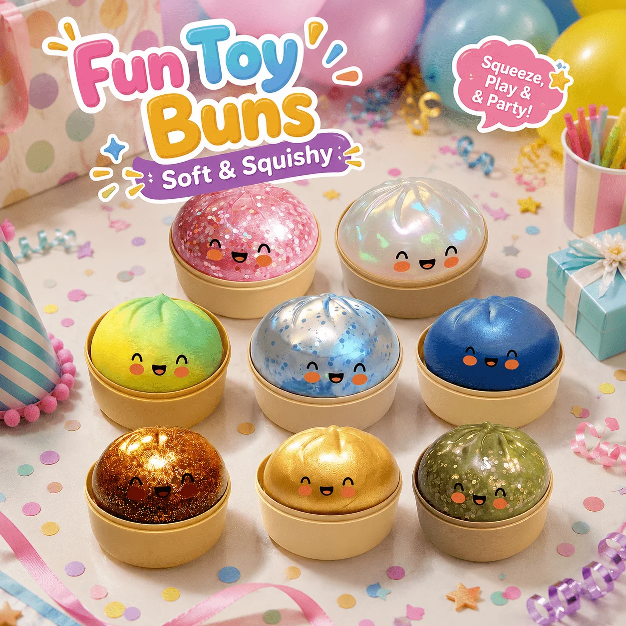 

Random Colors - Each Set Includes 3pcs(1Bun +1Lid +1Base) of Fun Toys, Soft And Elastic Slow-Rise Squeeze Toys, Random Color Sensory Educational Toys, Cute Party Gifts, Suitable for Children And Adults