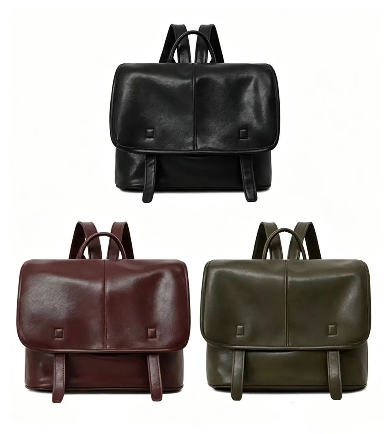 Women's Backpack New Style High-Value Flip-Top Casual Women's Bag Large Capacity European and American Retro Casual Pu Handbag for Women