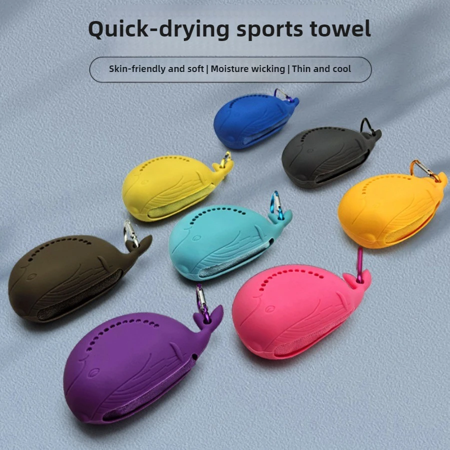 Cute Little Whale Sports Quick-dry Towel, Cooling Towel, Sweat-absorbing Outdoor Portable Silicone Towel, Ice-cool Towel
