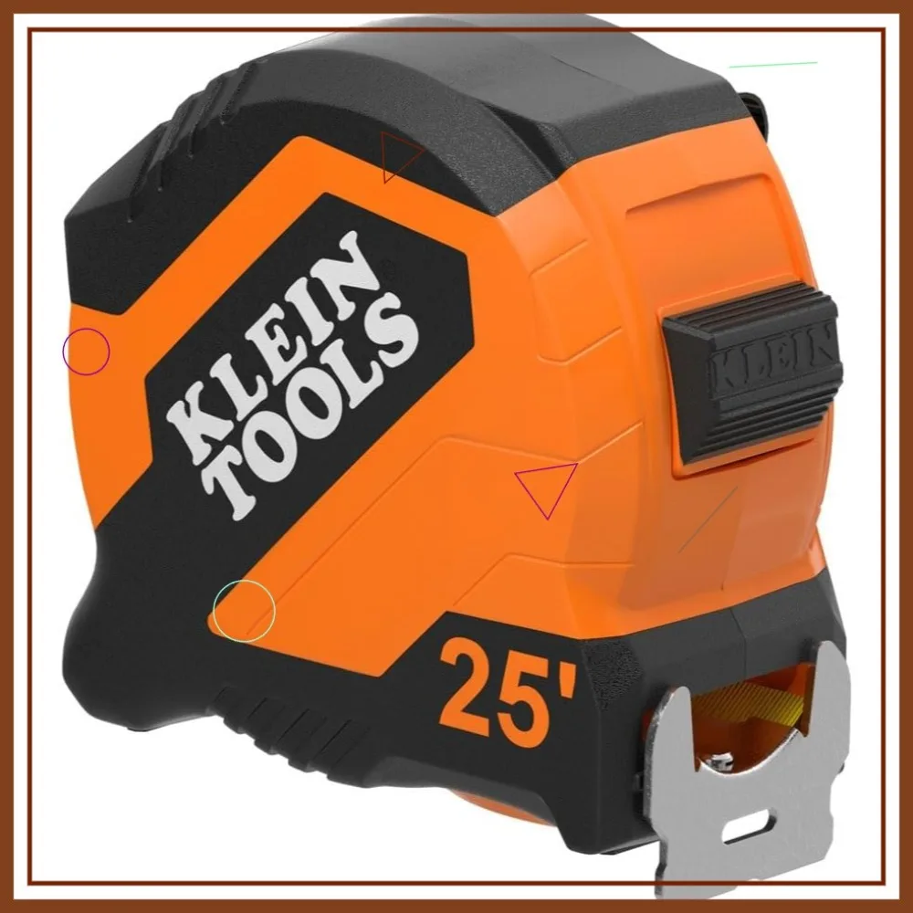 

25-футовая компактная рулетка с двойным крюком, нейлоновым лезвием и фиксатором, с крупными шкалами для легкого считывания