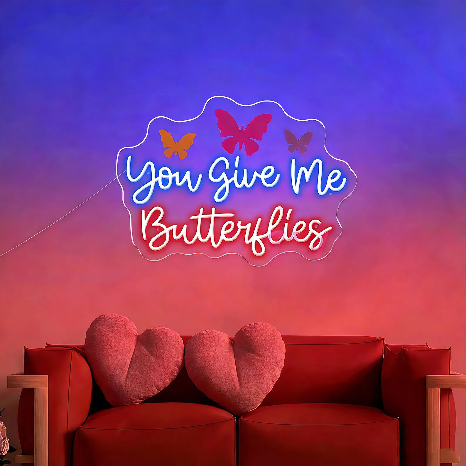 You Give Me Butterflies Neon Sign,Butterfly Neon Sign,Aesthetic Decor Room,Butterfly Girl Room Neon,Party Neon Sign,Gift For Her