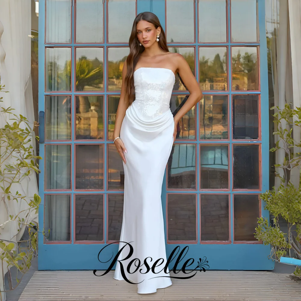 ROSELLE Strapless Sleeveless Sheath Elegant Wedding Dress Sequined Pleat Lace Up 2026 Bridal Gown Customized свадебное платье